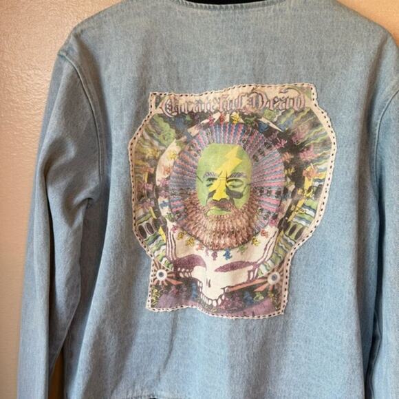 American Apparel Upcycled Grateful Dead Jean Jacket Size Large Jerry Garcia - Picture 4 of 4